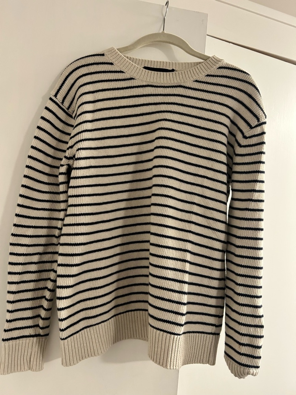 Jenni Kayne Cream and Black Striped Cotton Sweater